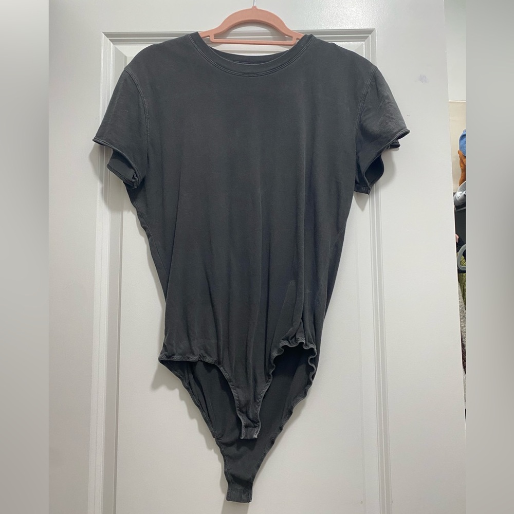 Intimately Free People Casual Tee Body Suit - gray, size small